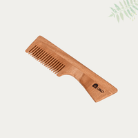 Neem Wood Hair Comb With Handle - Wide Teeth - OIKO