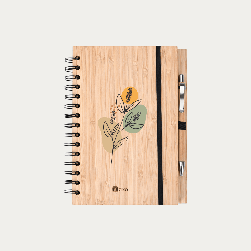 Bamboo Journal Set| Made With Recycled Paper | Bamboo Pen Included - OIKO