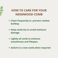 Neem Wood Hair Comb Care instructions - OIKO